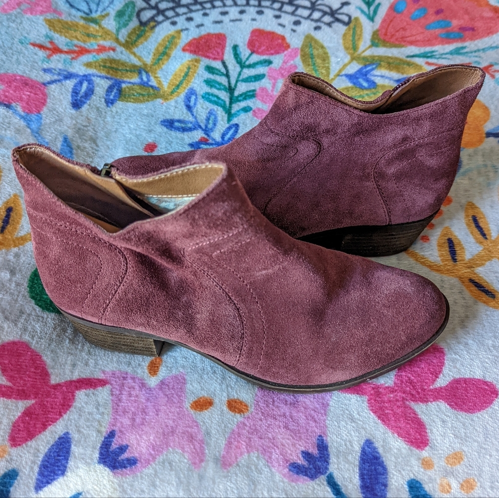 Suede Lucky Brand Brolley Booties Red/Wine